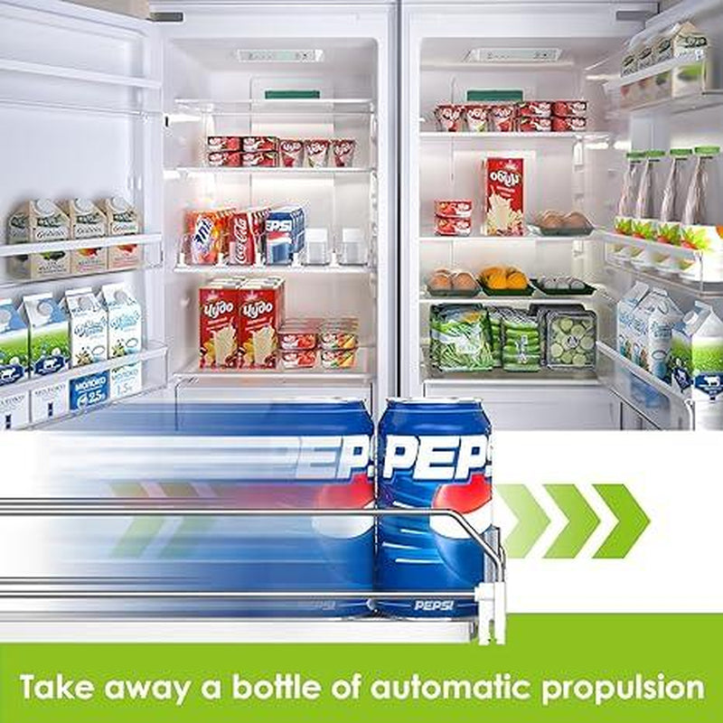 【2024 New Design】 Drink Organizer for Fridge-White Automatic Pusher Glide,12Oz 16Oz 20Oz-Soda Dispenser for Fridge-Holds up to 25 Cans(3 Rows/ 5 Rows)