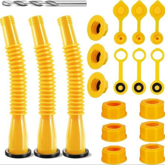 Gas Can Spout Replacement Kit, 3 Sets Gas Can Spout Nozzle Replacement, Anti-Spill Gas Can Nozzle Replacement, Gas Can Spout with Flexible Nozzle, Family Home Set, Suitable for Most 1/2/5/10 Gal Can