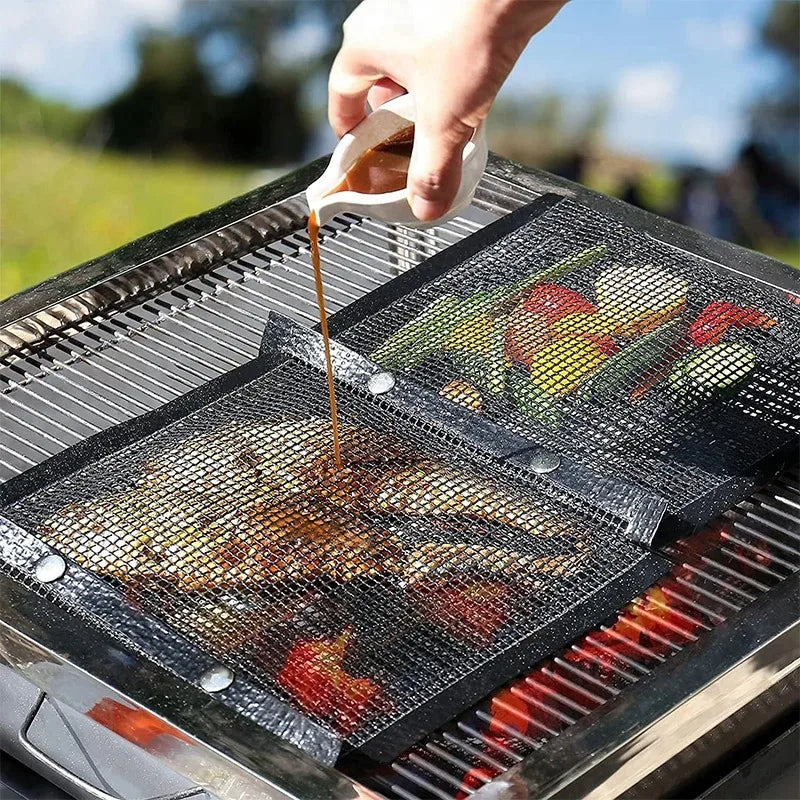 Premium Reusable PTFE Mesh Grill Bags - Non-Stick BBQ Bags for Charcoal and Gas Smokers