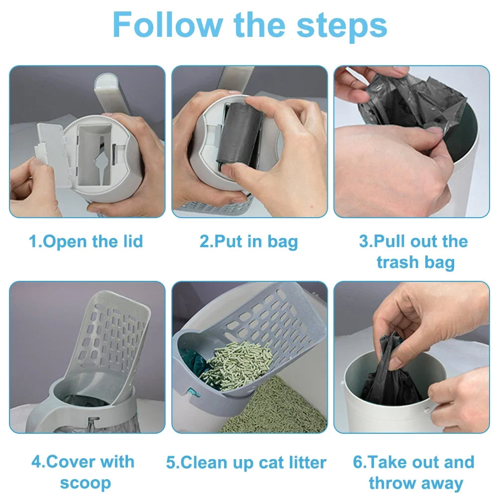Premium Cat Litter Scoop with Convenient Refill Bags - Effortless Cleaning for Your Feline Friend's Litter Box