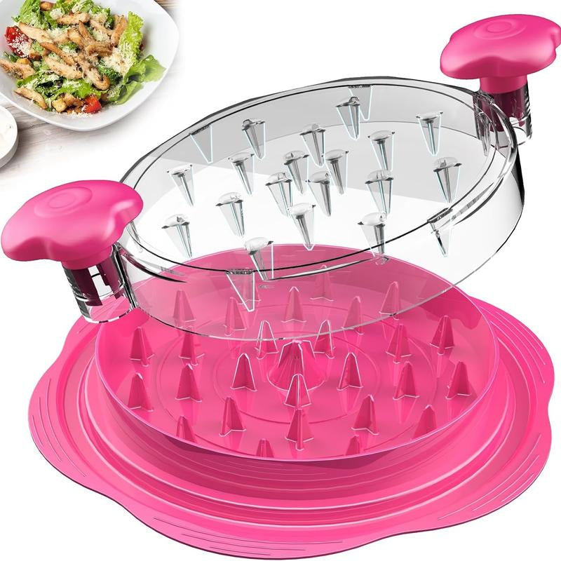 Chicken Shredder Large Chicken Breast Shredder Tool Twist with Brush&Fork, Visible Meat Shredder Machine, Anti-Slip Strip, Ergonomic Handle, BPA Free, Pork Beef Chicken(Hot Pink)