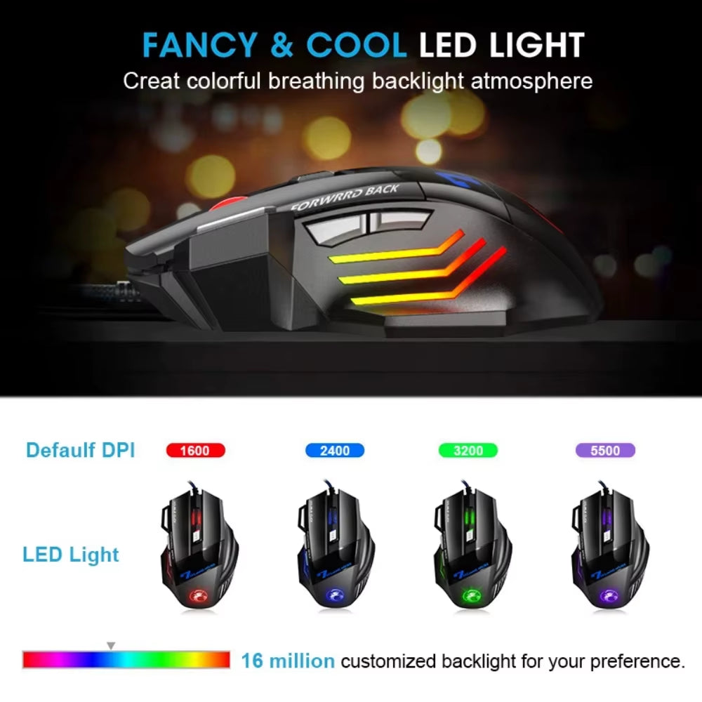 Ergonomic Gaming Mouse with RGB Backlighting - Wired 
