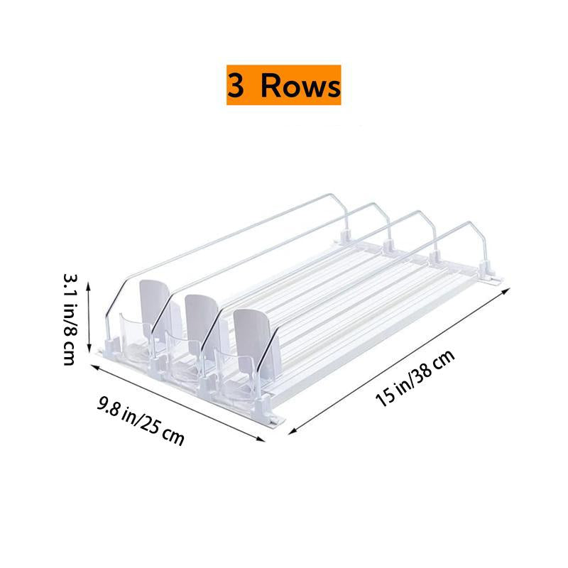 【2024 New Design】 Drink Organizer for Fridge-White Automatic Pusher Glide,12Oz 16Oz 20Oz-Soda Dispenser for Fridge-Holds up to 25 Cans(3 Rows/ 5 Rows)