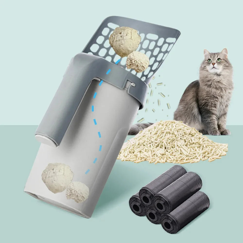 Premium Cat Litter Scoop with Convenient Refill Bags - Effortless Cleaning for Your Feline Friend's Litter Box