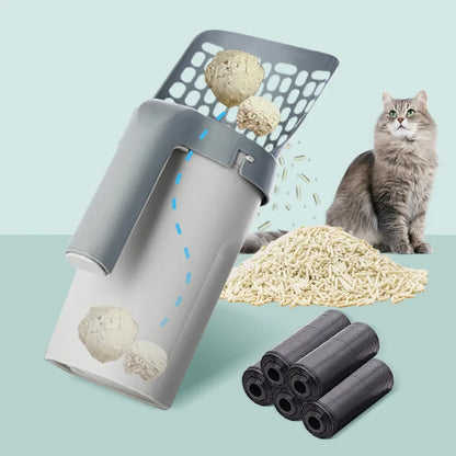 Premium Cat Litter Scoop with Convenient Refill Bags - Effortless Cleaning for Your Feline Friend's Litter Box