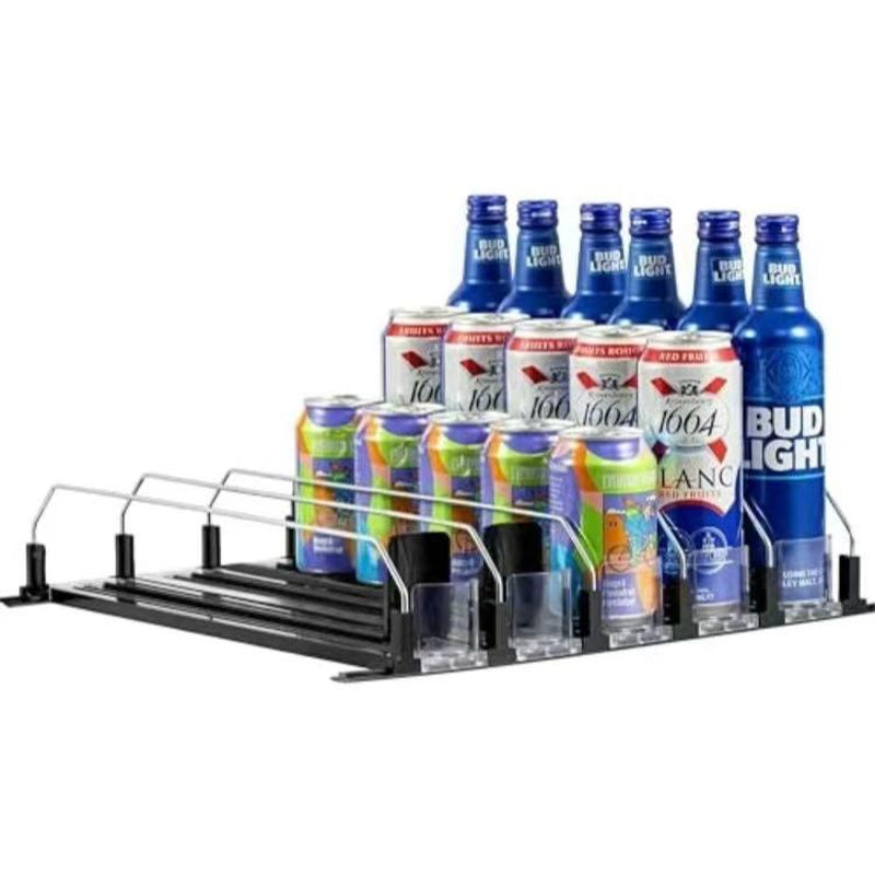 【2024 New Design】 Drink Organizer for Fridge-White Automatic Pusher Glide,12Oz 16Oz 20Oz-Soda Dispenser for Fridge-Holds up to 25 Cans(3 Rows/ 5 Rows)