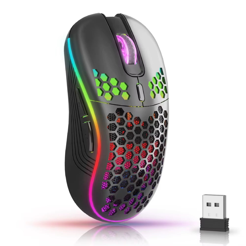 Wireless Gaming Mouse - RGB Honeycomb Design