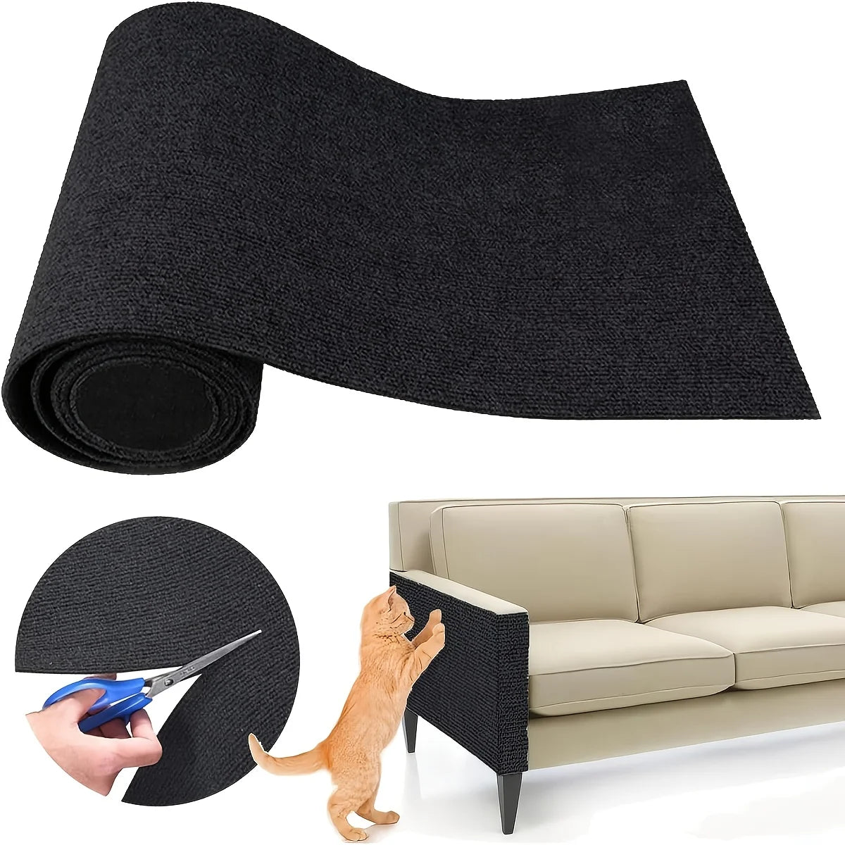 Premium Self-Adhesive Cat Scratching Pad - Durable Multifunctional Corner Protector for Furniture and Climbing Frames, Includes 10 Fixers for Enhanced Stability