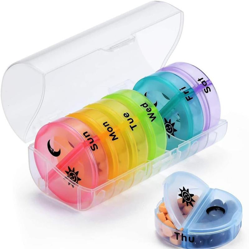 Weekly Pill Organizer, 7-Day Large Capacity Pill & Vitamin Storage Organizer Box, Travel Essentials, Summer Essentials Portable Pill Box for Travel & Home Use, Organizer Storage