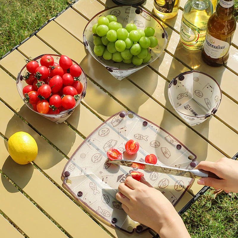 Versatile Outdoor Folding Tableware Set - Lightweight and Compact Camping Bowl, Plate, and Cup