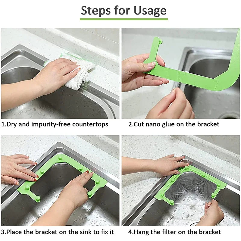 Efficient Triangle Hanging Net Drain for Kitchen Sink - Strainer Basket with 50 Disposable Nets