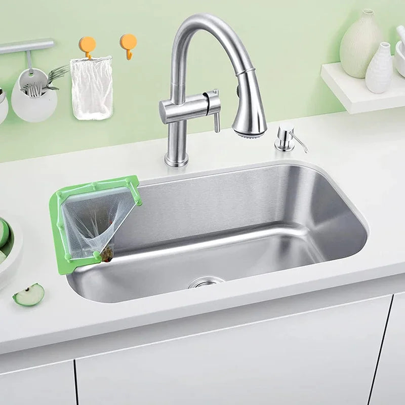 Efficient Triangle Hanging Net Drain for Kitchen Sink - Strainer Basket with 50 Disposable Nets
