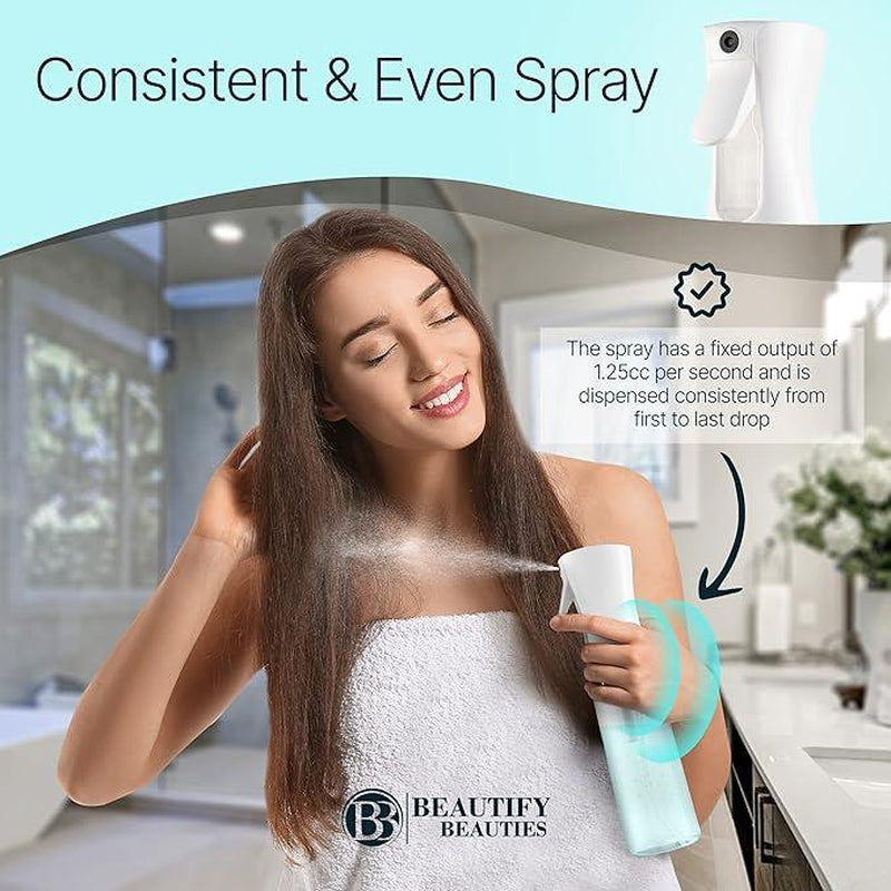 Continuous Spray Bottle with Ultra Fine Mist- Continuous Mister Spray Bottle for Hairstyling, Cleaning, Plants, Pets, Barbers, Salons, High Pressure Spray Bottle, Portable Refillable Mist Sprayer (Clear - 7.04Oz/200Ml)