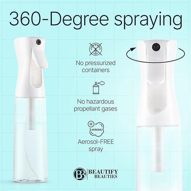 Continuous Spray Bottle with Ultra Fine Mist- Continuous Mister Spray Bottle for Hairstyling, Cleaning, Plants, Pets, Barbers, Salons, High Pressure Spray Bottle, Portable Refillable Mist Sprayer (Clear - 7.04Oz/200Ml)