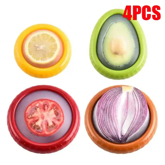 4-Piece Silicone Fruit Storage Box Set - Keep Your Fruits and Vegetables Fresh with Innovative Sealed Design