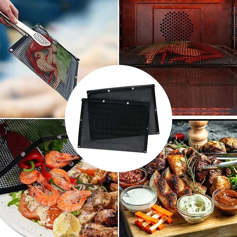 Premium Reusable PTFE Mesh Grill Bags - Non-Stick BBQ Bags for Charcoal and Gas Smokers