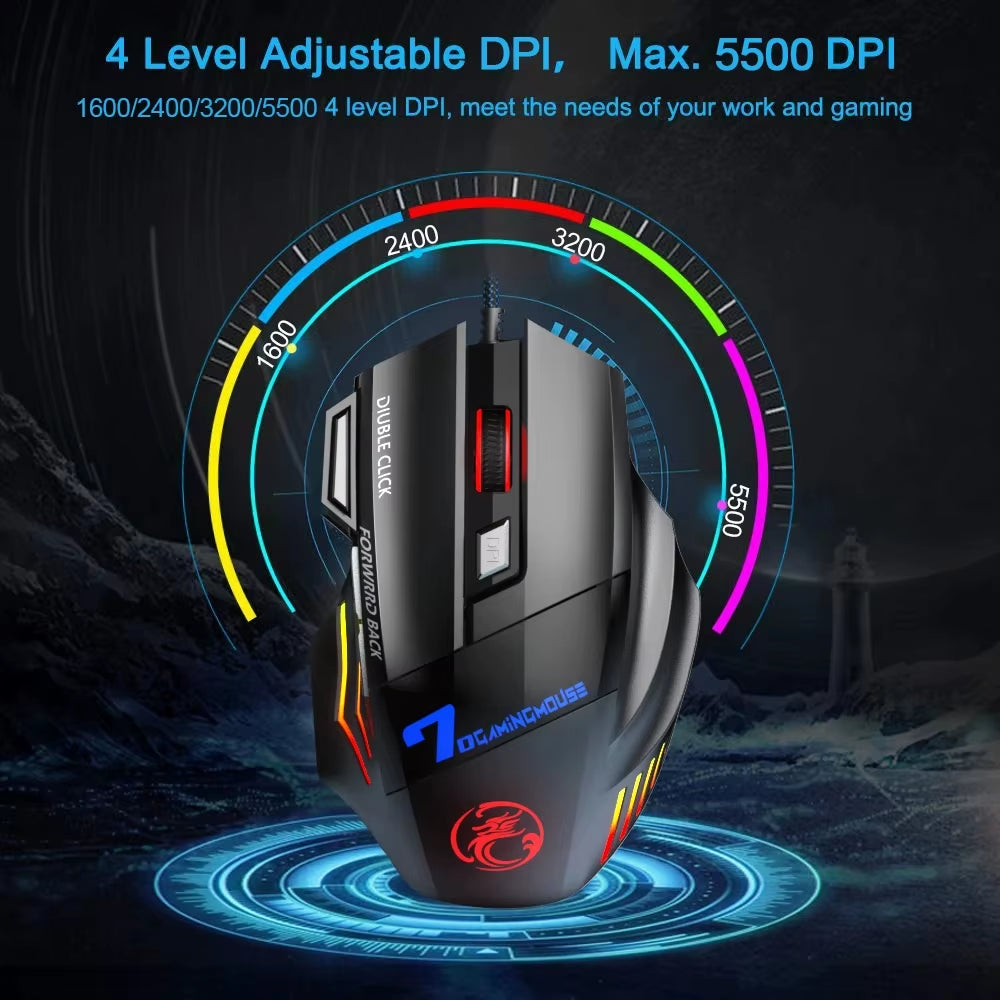 Ergonomic Gaming Mouse with RGB Backlighting - Wired 
